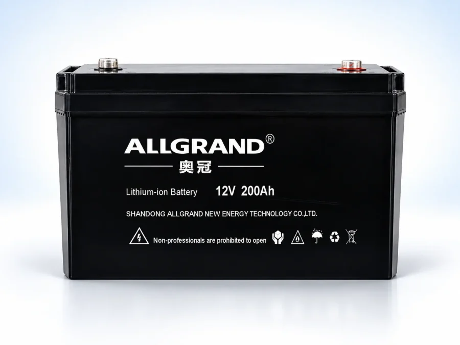 Lead-to-lithium replacement battery, front angle view