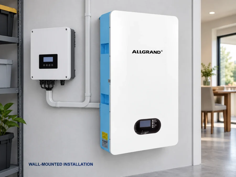 Wall mount energy storage system, installation view